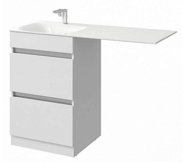 Тумба Forma 115 с 2 ящиками белая левая (тумба+раковина Forma 115) FOR01052L фото
