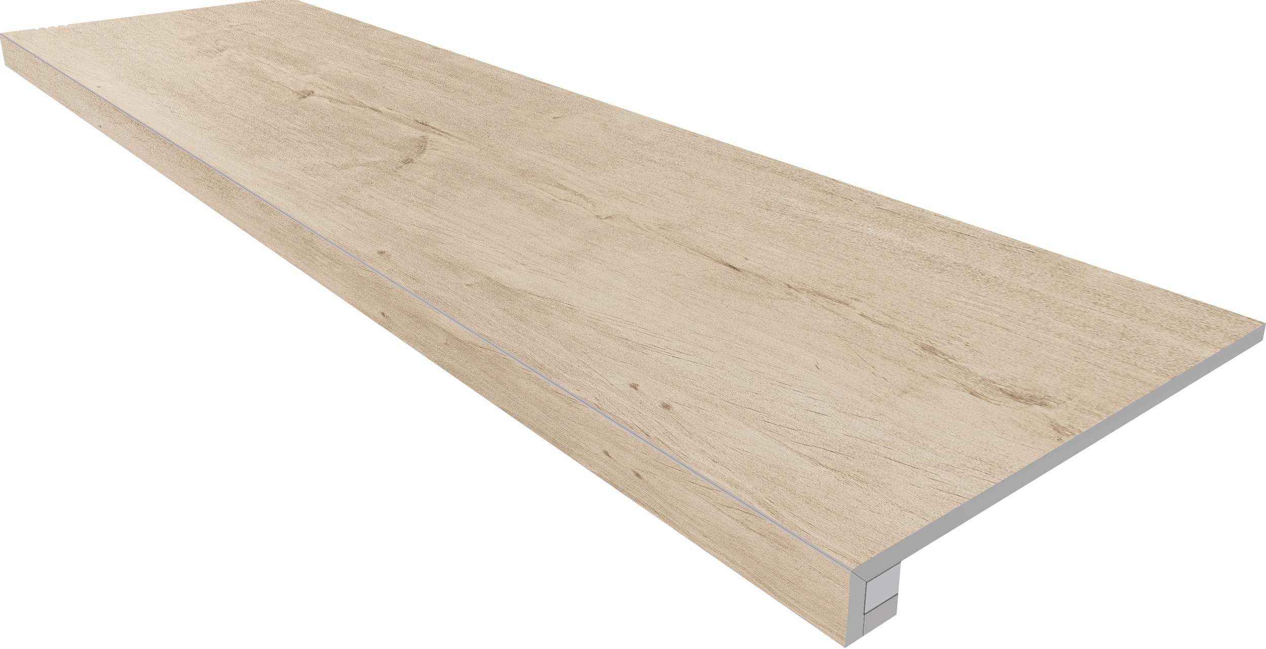 Ступень Soft Wood Creamy 330x1200 (прямоугольный бортик) без насечек+подступенок 145x1200 неполир. SF02 фото