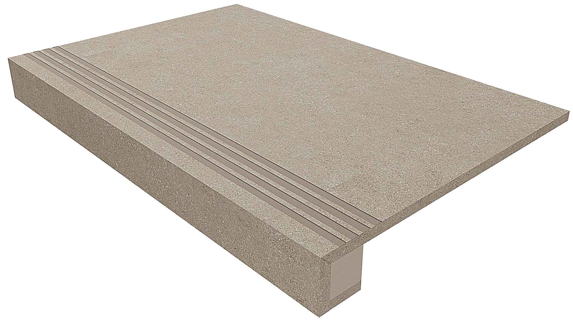 Ступень Terra Beige 330x1200 (прямоугольный бортик) с насечками+подступенок 145x1200 неполир. TE01 фото