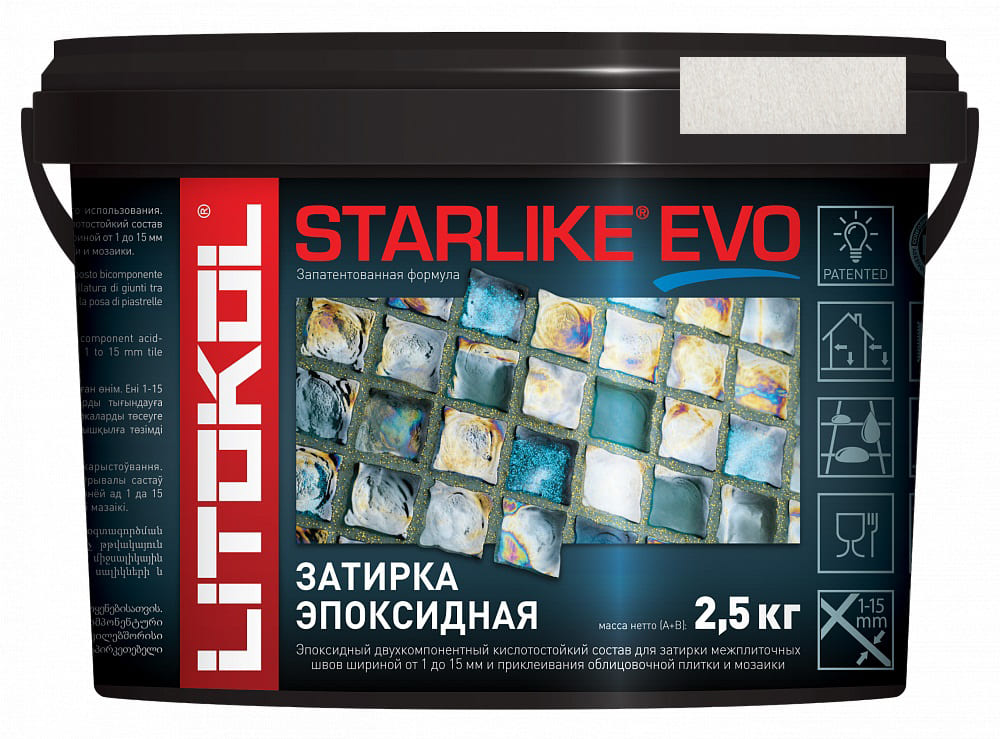 Затирка эпоксидная Starlike Evo S.102 Bianco Ghiaccio (2,5 кг) Затирка эпоксидная Starlike Evo S.102 Bianco Ghiaccio (2,5 кг) фото