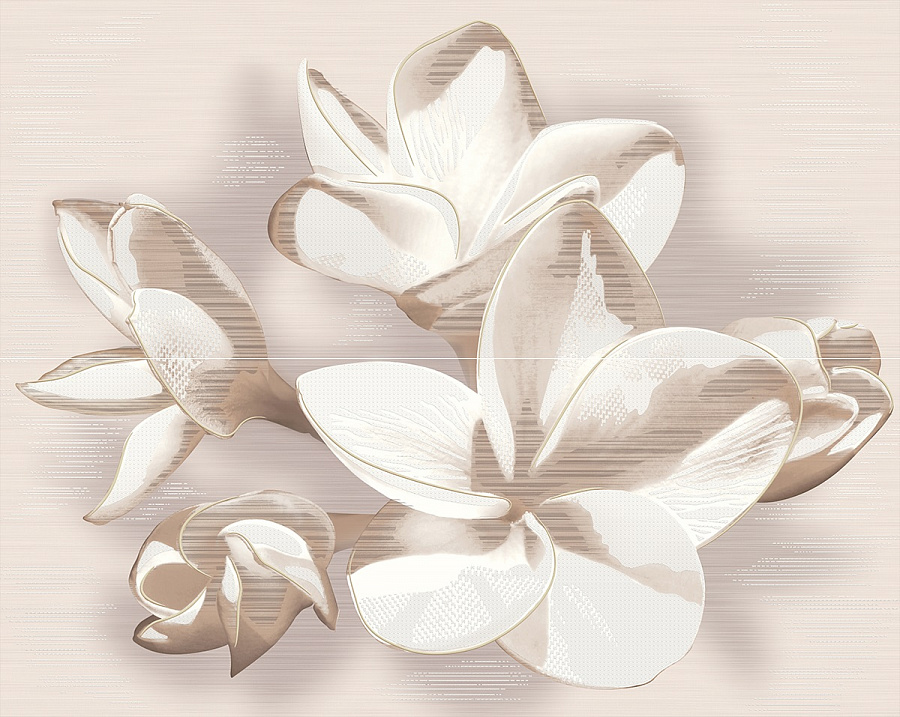 Панно настенное Amati Plumeria Beige 402x505 бежевое (комплект из 2 шт.) фото